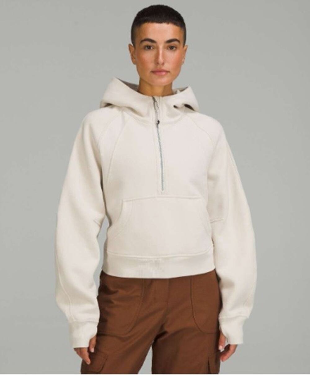 Lululemon XS/S Scuba Oversized Half Zip Hooded Sweatshirt Natural Granola Girl